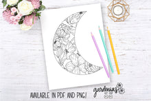 Load image into Gallery viewer, Floral Moon Coloring Page