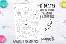 Load image into Gallery viewer, Sea Animals Coloring Pages