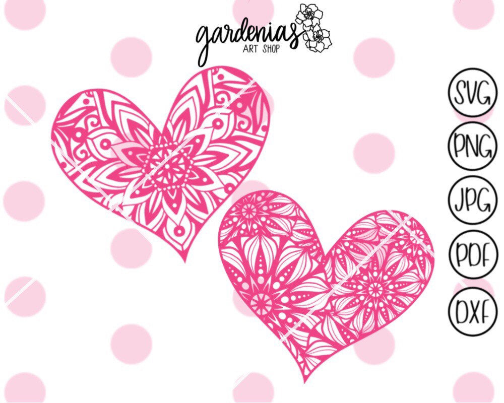 Heart Mandalas SVG Cut Files – Gardenias Art Shop