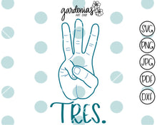 Load image into Gallery viewer, Tres Three Years Old SVG Cut File