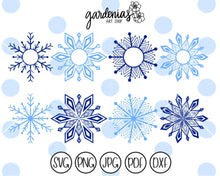 Load image into Gallery viewer, Snowflakes Monogram Frame Bundle SVG Cut Files