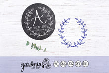 Load image into Gallery viewer, Initial Wreath SVG Cut File with Initial Letters