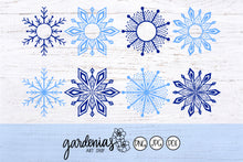 Load image into Gallery viewer, Snowflakes Monogram Frame Bundle SVG Cut Files