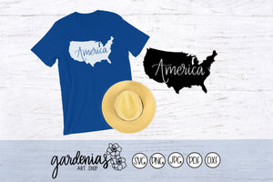 America Map Hand Lettered SVG Cut File