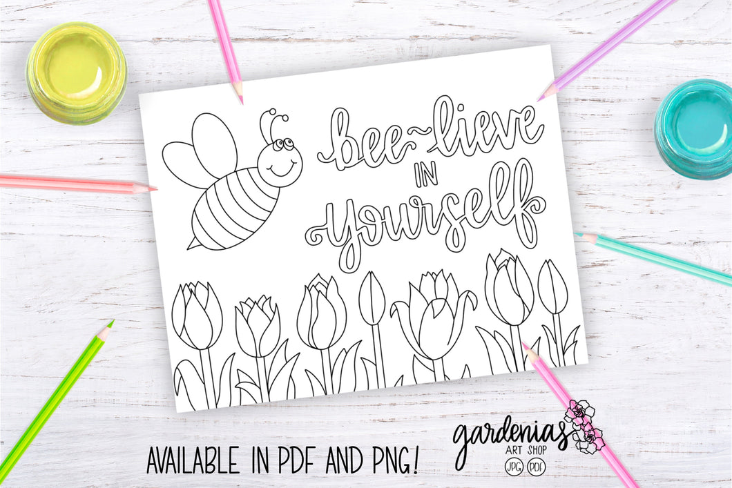 Beelieve in Yourself Coloring Page