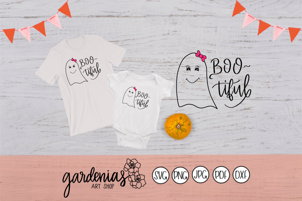 Boo-tiful Halloween Ghost SVG Cut File