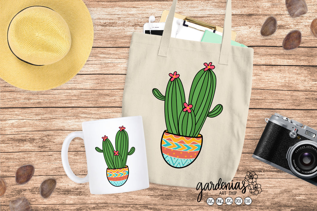 Cactus in Pot SVG Cut File