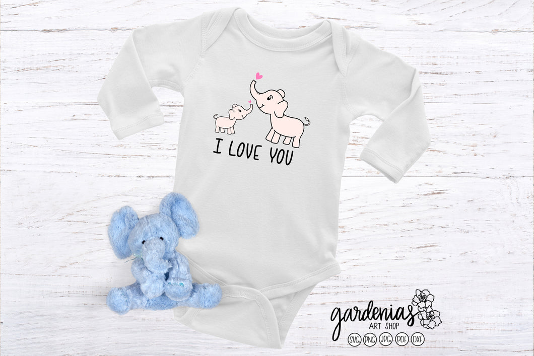 Elephants I Love You SVG Cut File