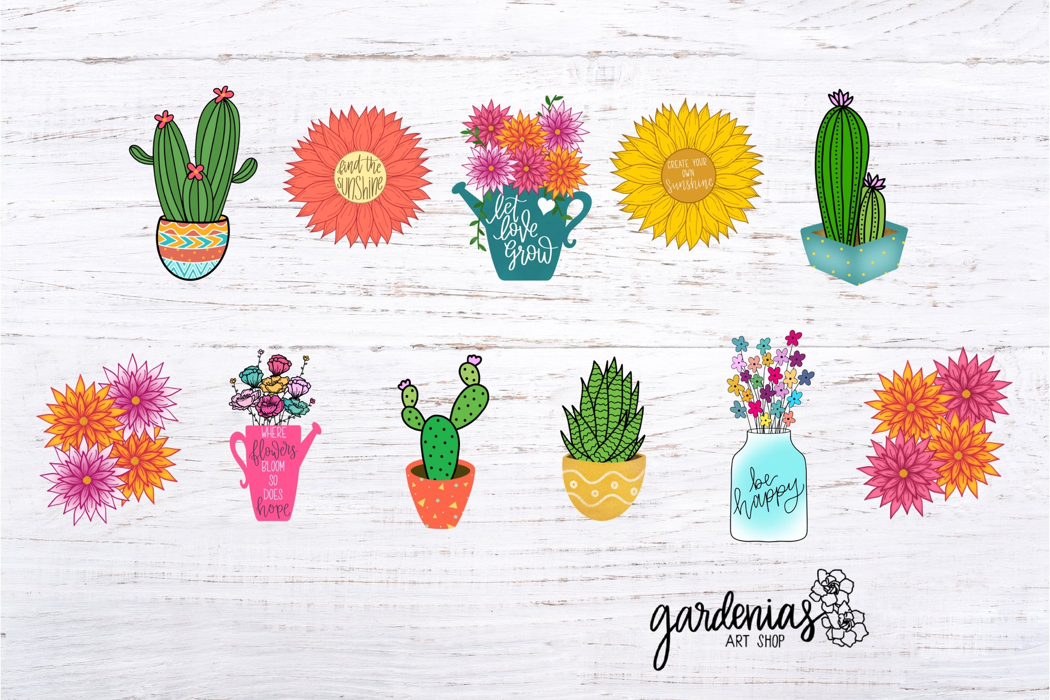 clip succulents Flower / Succulent Clip Art Stickers – Gardenias Art Shop
