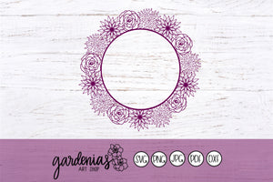 Flower Wreath SVG Cut File