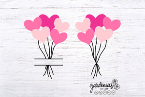 Heart Balloons Split Monogram SVG Cut File