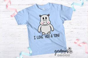 Hippo I Love You A Ton SVG Cut File