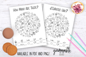 How Many Are There? / ¿Cuántos Hay? Coloring Page