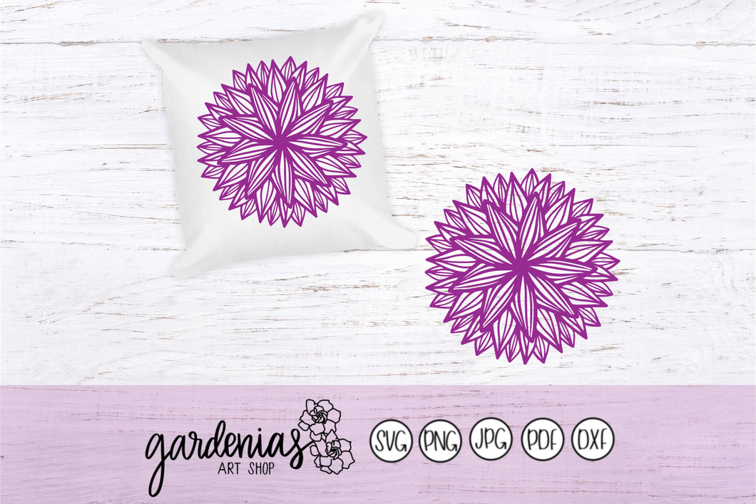 Mandala Line Flower SVG Cut File