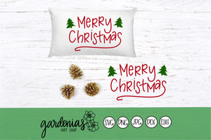 Merry Christmas with Trees SVG Cut File