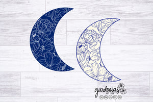 Floral Moon SVG Cut File