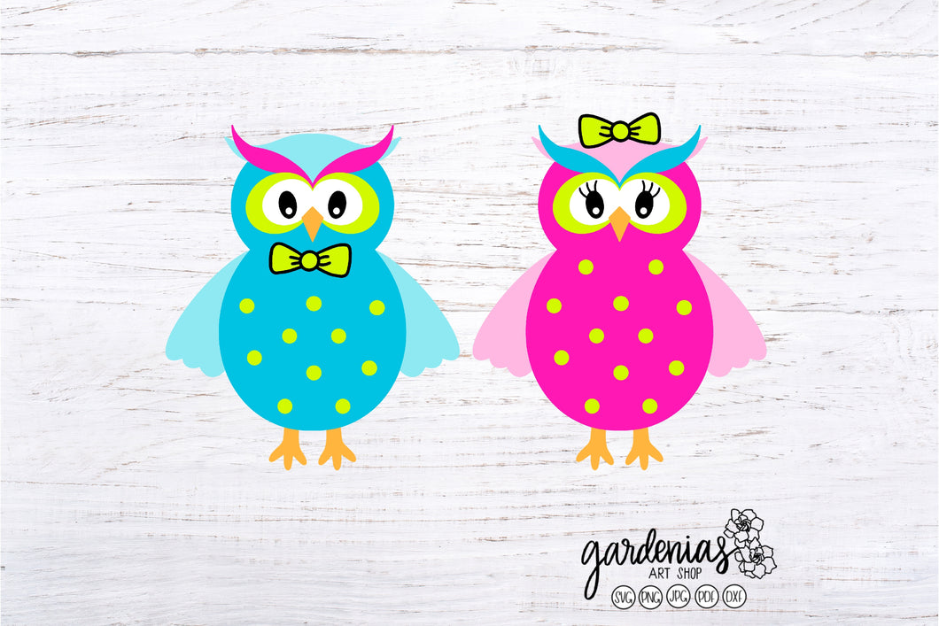 Owl Boy and Girl Wings Out SVG Cut File