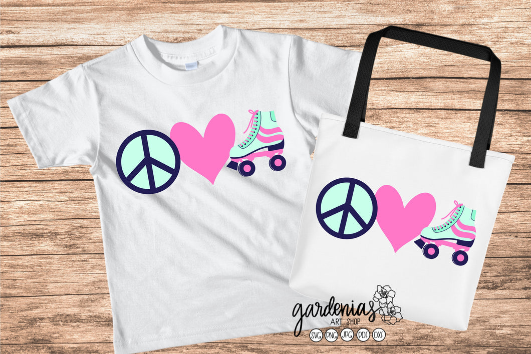 Peace Love Skates - Roller Skates SVG Cut File