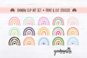 Modern Rainbow Clip Art Stickers