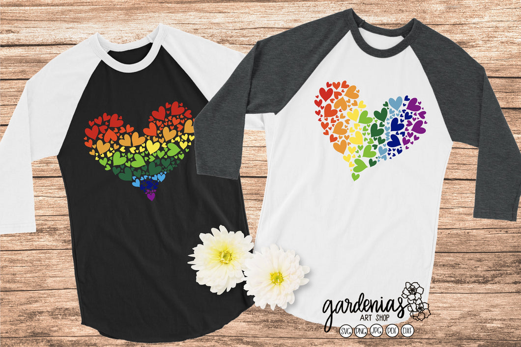 Pride Rainbow Hearts SVG Cut File