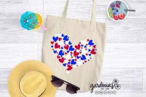 Red White and Blue Hearts SVG Cut File