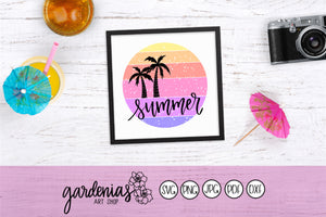 Summer Circle Palm Trees SVG Cut File