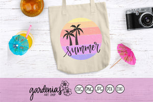 Summer Circle Palm Trees SVG Cut File