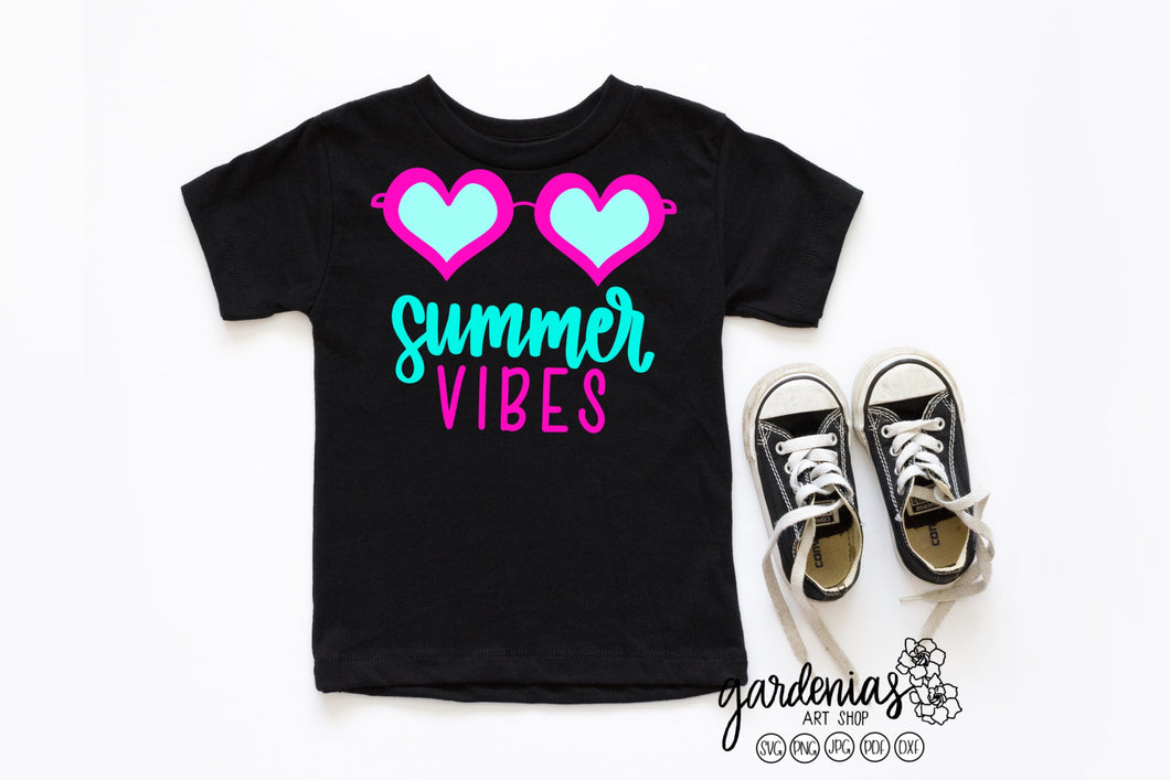 Summer Vibes Heart Sunglasses SVG Cut File