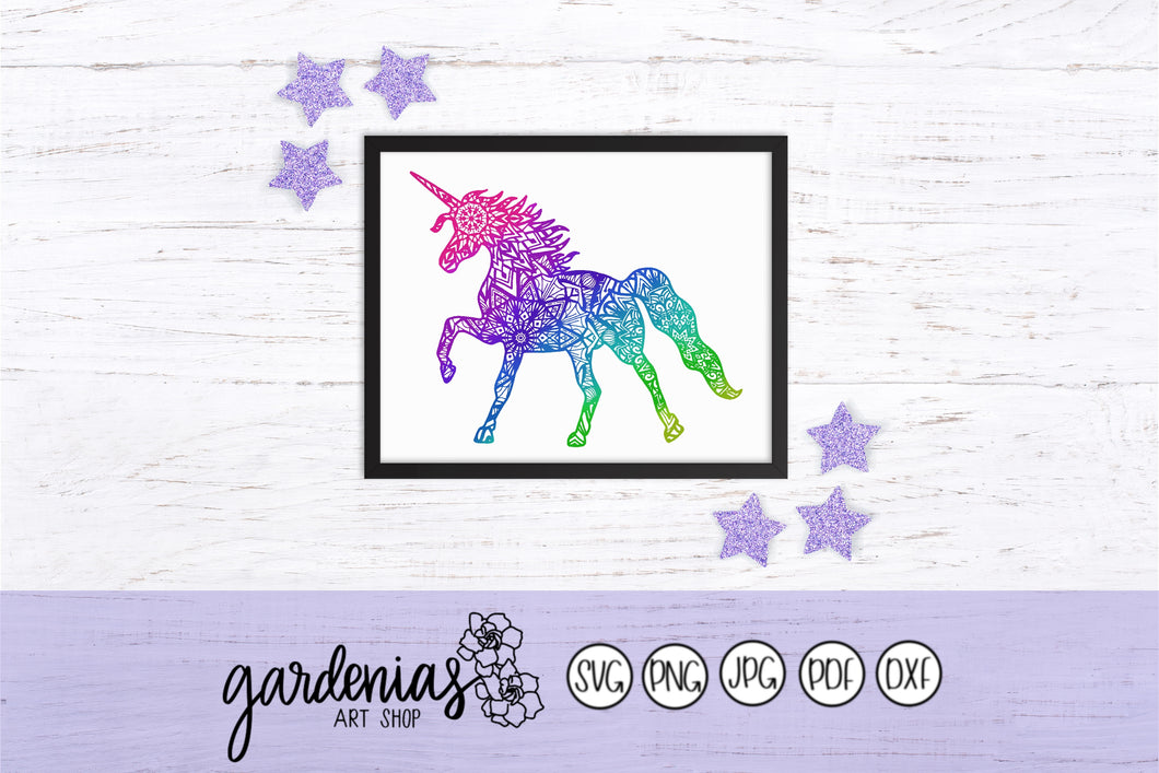 Intricate Unicorn Mandala SVG Cut File