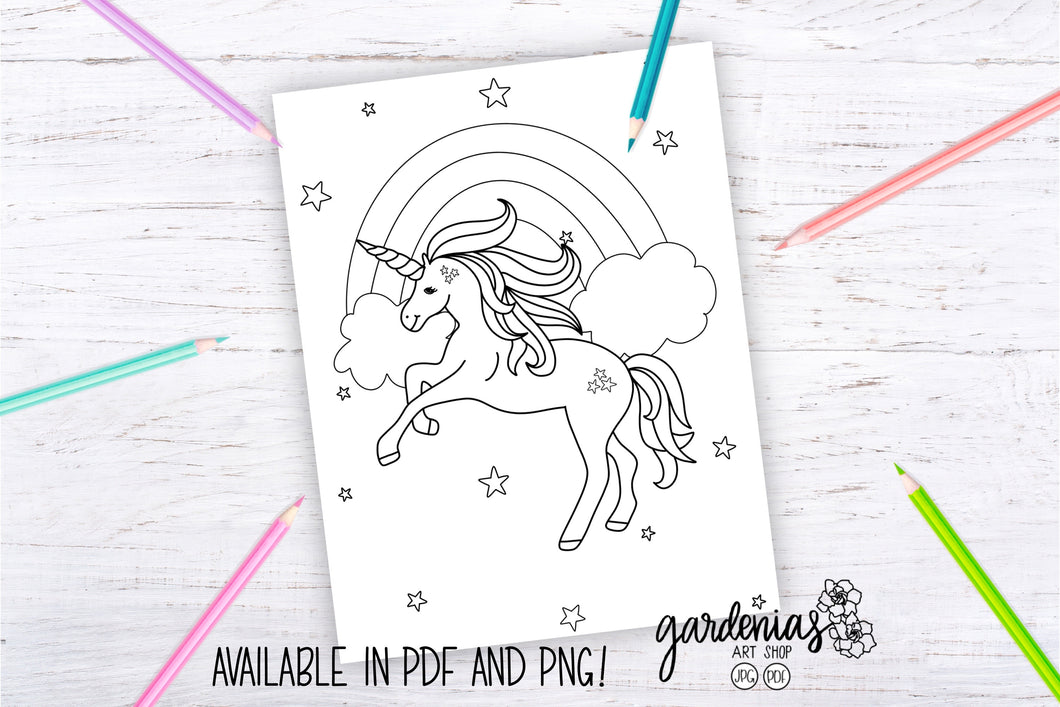 Fairytale Unicorn Coloring Page