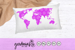 Flower World Map SVG Cut File