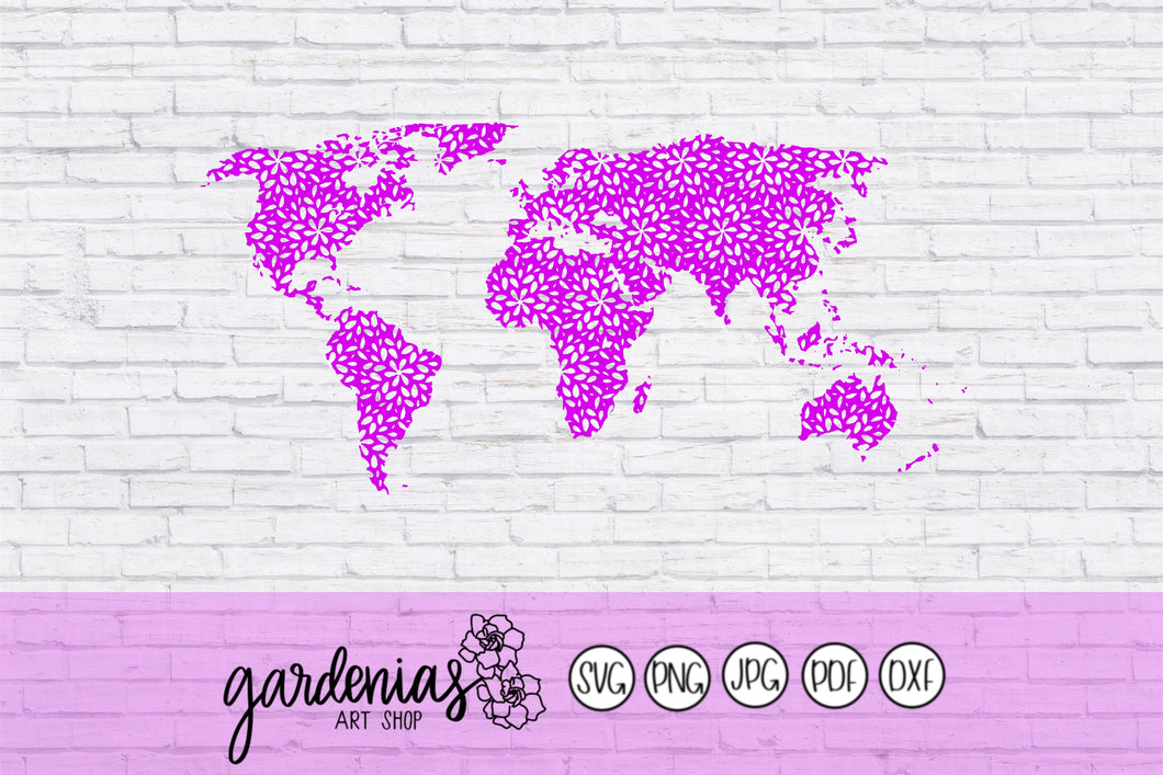 Flower World Map SVG Cut File