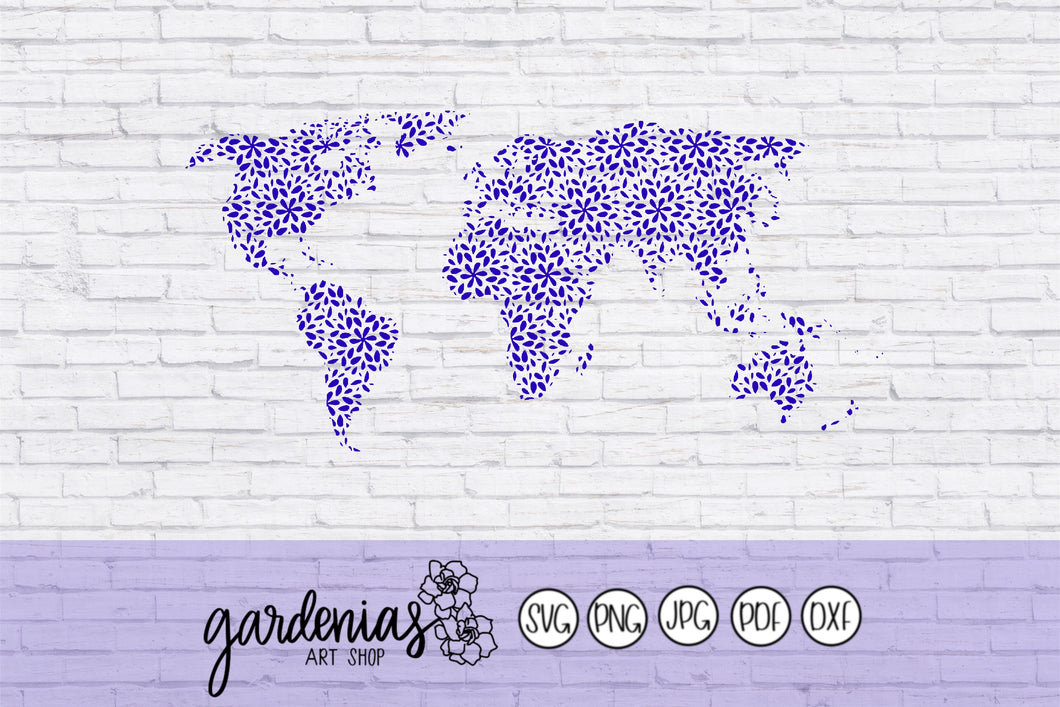 Flower World Map SVG Cut File