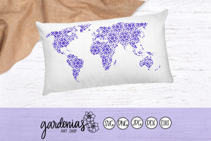 Flower World Map SVG Cut File