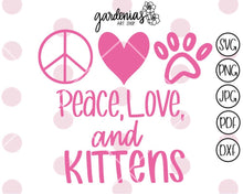 Load image into Gallery viewer, Peace Love Kittens SVG Cut File
