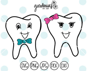 Girl Tooth and Boy Tooth SVG Cut File