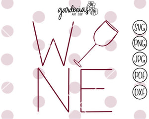 Wine with Wine Glass SVG Cut File