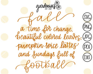 Fall and Football SVG Cut File