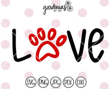 Load image into Gallery viewer, Love with Paw Print SVG Cut File
