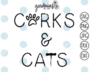 Corks and Cats SVG Cut File