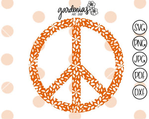 Flower Peace Sign SVG Cut File