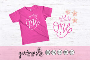 First Birthday with Crown SVG Cut File