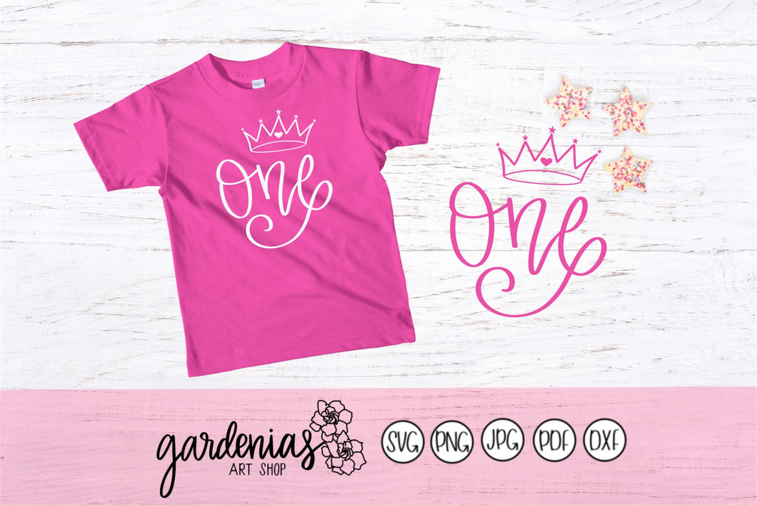 First Birthday with Crown SVG Cut File