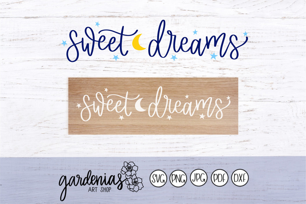 Sweet Dreams SVG Cut File Moon and Stars