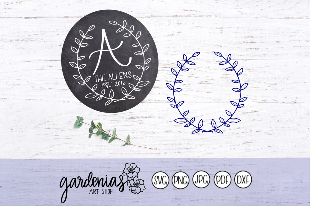 Initial Wreath SVG Cut File with Initial Letters