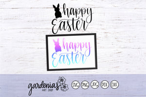 Happy Easter Bunny Outline SVG Cut File