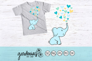 Baby Elephant with Hearts SVG Cut File