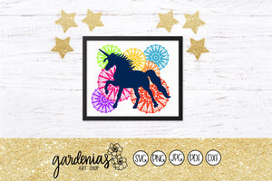 Unicorn Mandala Background SVG Cut File