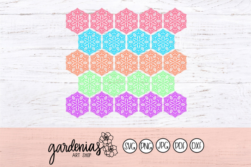 Hexagon Tile Mandala SVG Cut File