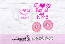 Load image into Gallery viewer, Peace Love and Puppies SVG Cut File
